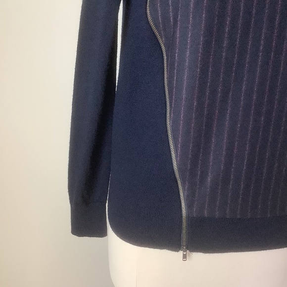J. Crew Asymmetrical Zip Stripe Navy Sweater XS - Picture 7 of 16